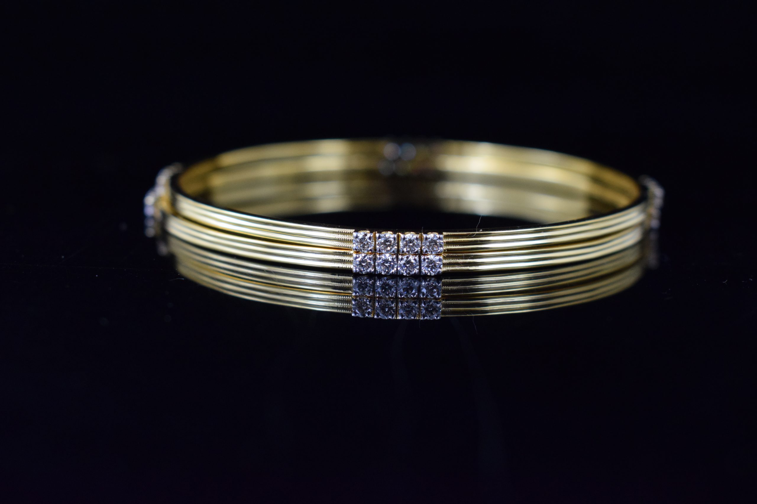 14K White Gold Diamond Triangle Open Bangle  Bradleys Jewelers